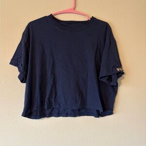 Navy Blue Pink Brand Women's Crop Top